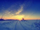 雪地夕阳