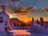 夕阳雪景