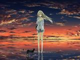 黄昏下伤感女孩