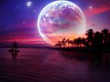 星空下归航的帆船