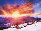 唯美夕阳下的雪景