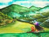 我的家乡水彩画