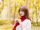落叶中的美女