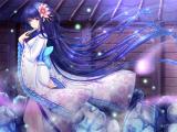 蓝色长发动漫女生