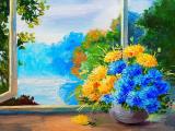 窗台的美丽插花